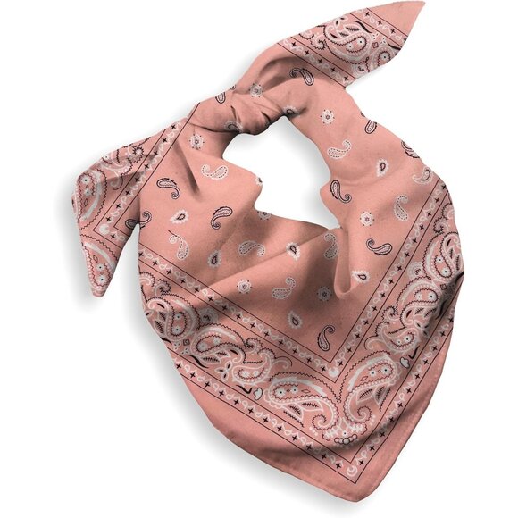 Women's Light Pink Cotton Bandana Large Cowgirl Handkerchief Headband Scarf - Picture 1 of 7